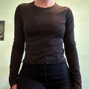 Aritzia Sunday Best Glittery Long-Sleeve Top